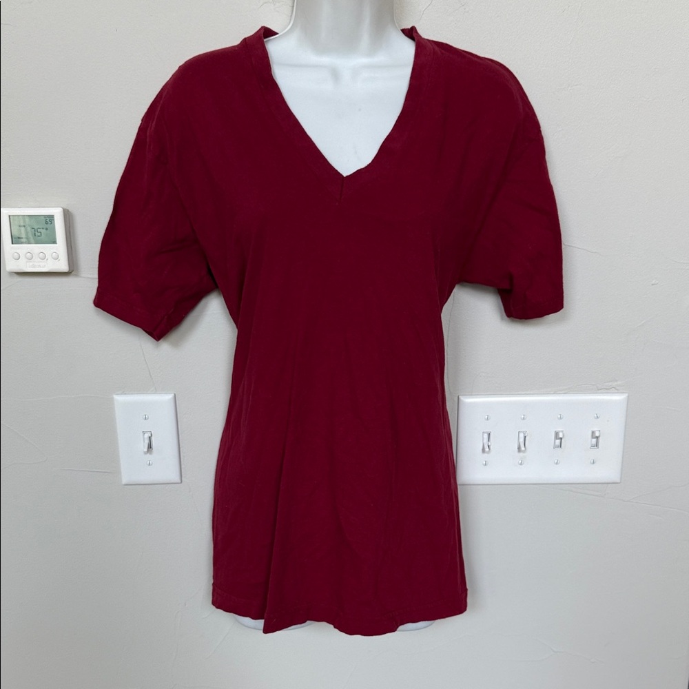 American Apparel Burgundy V-Neck Tee